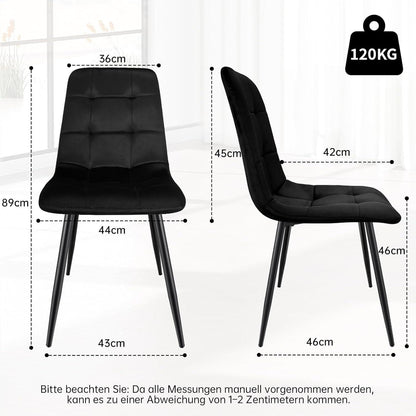 Esstisch Set Dunkelholz mit 4 Samtstühlen 140x80cm