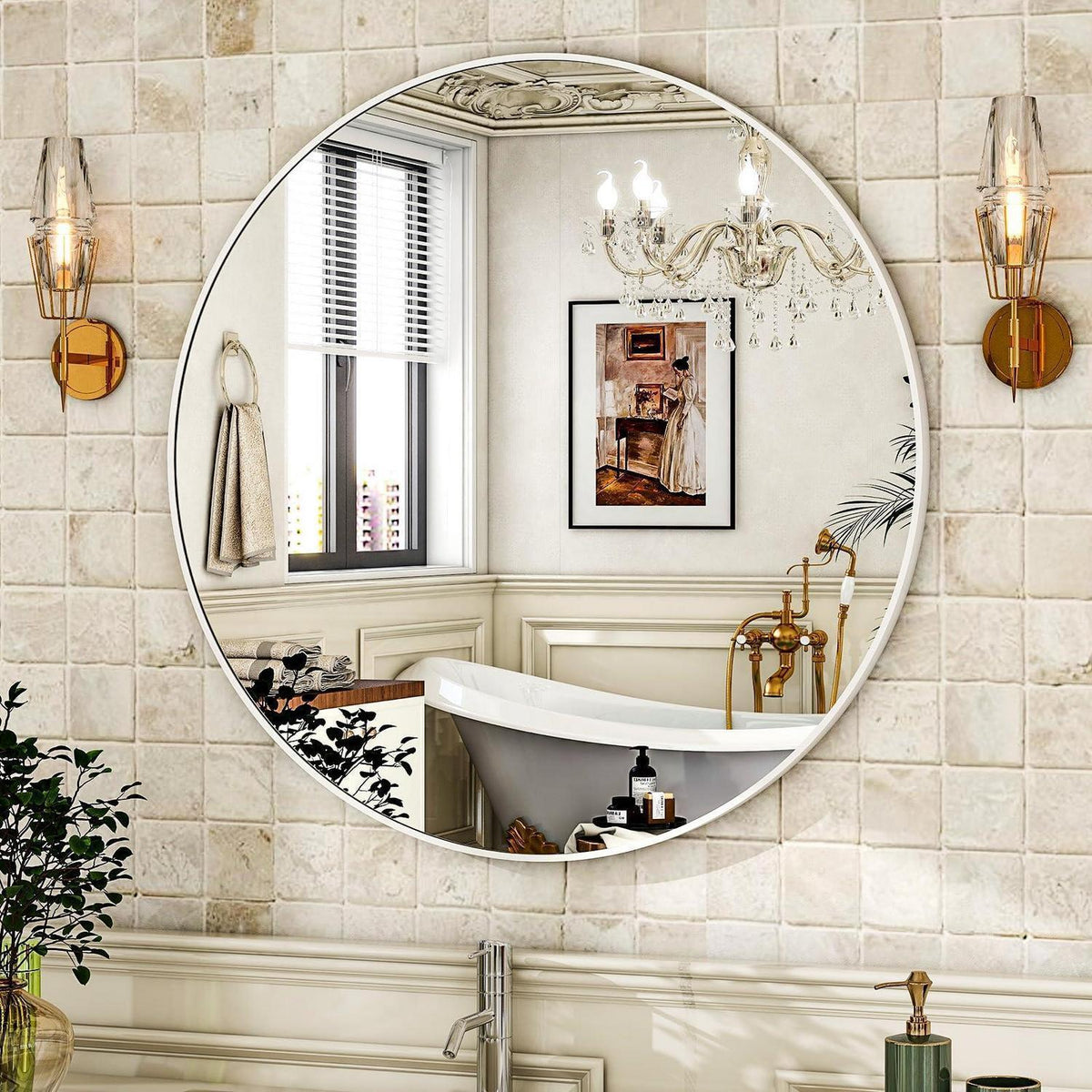 Runder Wandspiegel 80cm mit Aluminiumrahmen – Badezimmer Spiegel