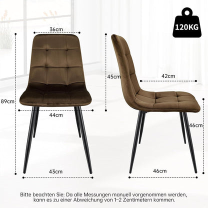 Esstisch Set Dunkelholz mit 6 Samtstühlen 140x80cm