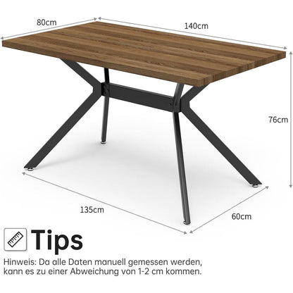 Esstisch Set Dunkelgrau & Dunkelholz 140x80cm mit 4 Stühlen
