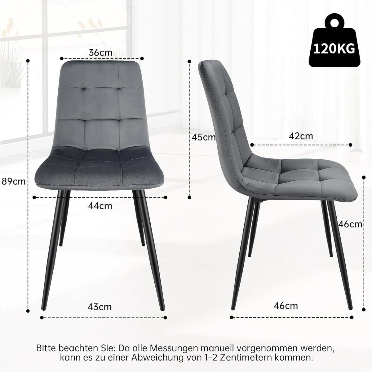 Esstisch Set Dunkelgrau & Dunkelholz 140x80cm mit 4 Stühlen