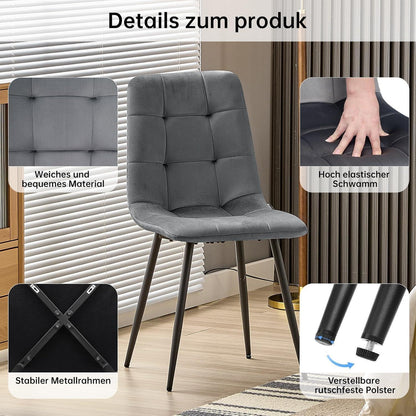 Esstisch Set Dunkelgrau & Dunkelholz 140x80cm mit 4 Stühlen