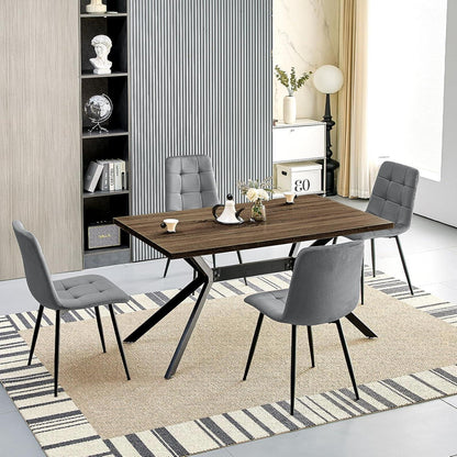 Esstisch Set Dunkelgrau & Dunkelholz 140x80cm mit 4 Stühlen
