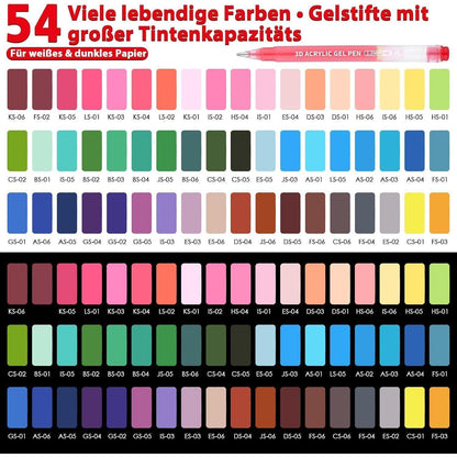 3D Acryl Gel Stifte Set – 54 Farben für Kunst & Basteln