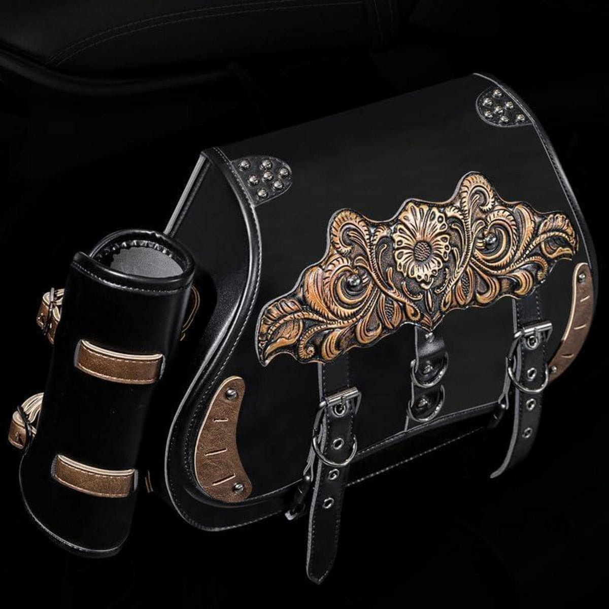 Motorrad Satteltasche 30L Wasserdicht mit Flaschenhalter in Lederoptik