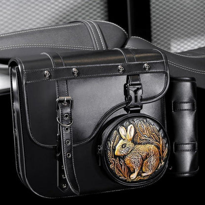 Motorrad Satteltasche 30L Wasserdicht mit Flaschenhalter in Lederoptik