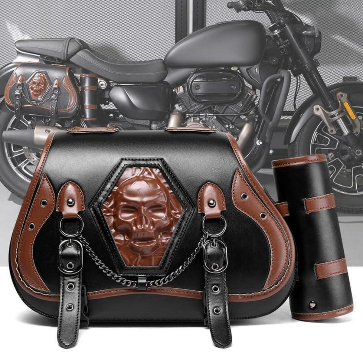 Motorrad Satteltasche 30L Wasserdicht mit Flaschenhalter in Lederoptik