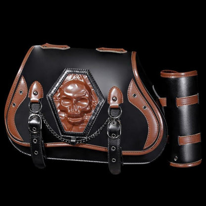 Motorrad Satteltasche 30L Wasserdicht mit Flaschenhalter in Lederoptik