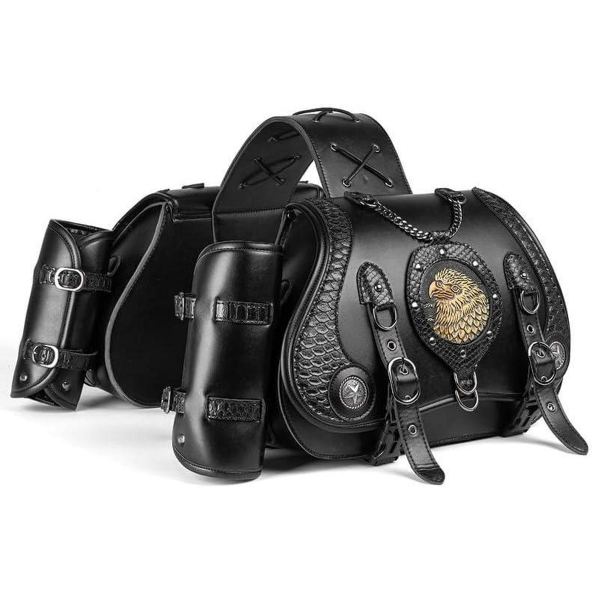 Motorrad Satteltasche 30L Wasserdicht mit Flaschenhalter in Lederoptik