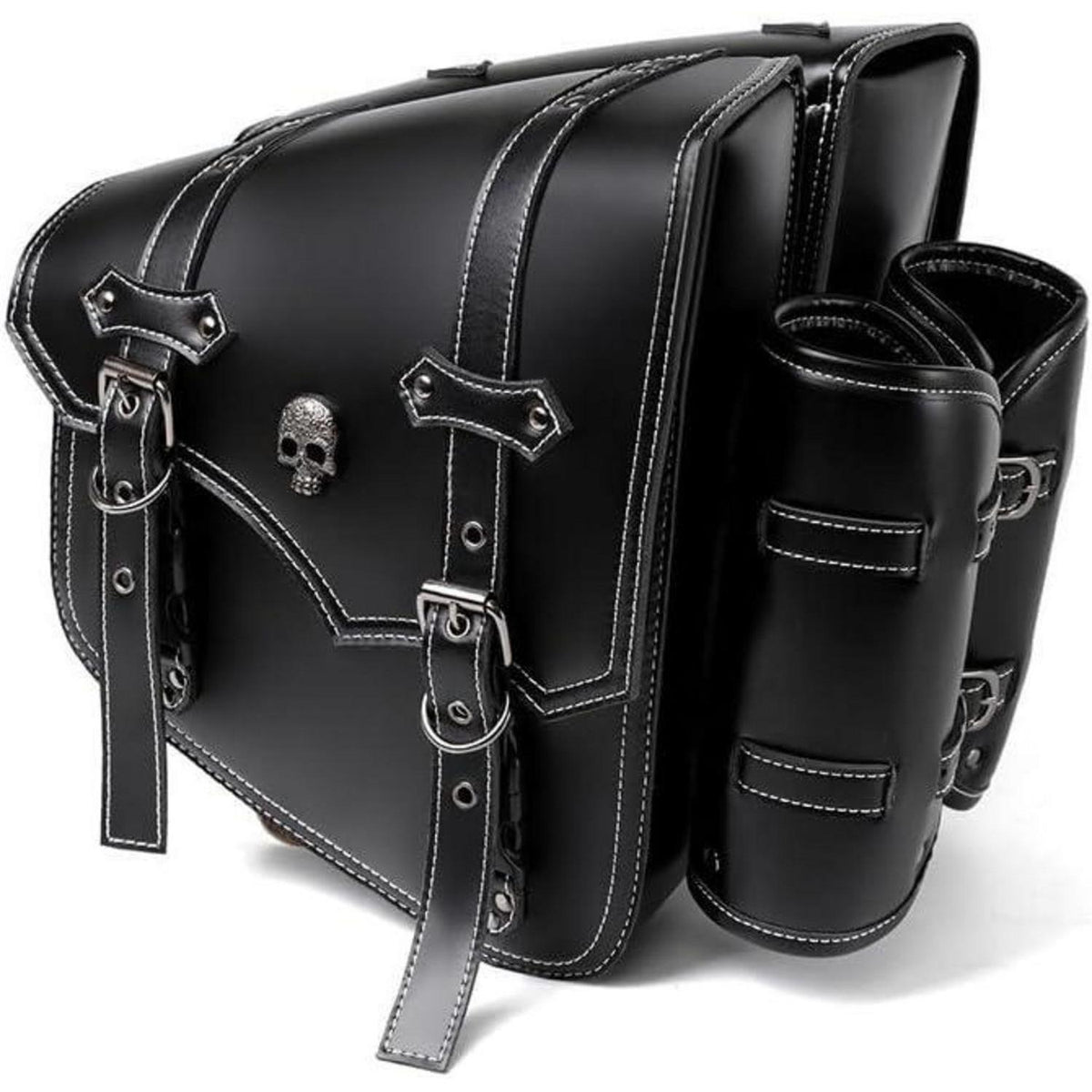 Motorrad Satteltasche 25L Wasserdicht mit Flaschenhalter in Lederoptik