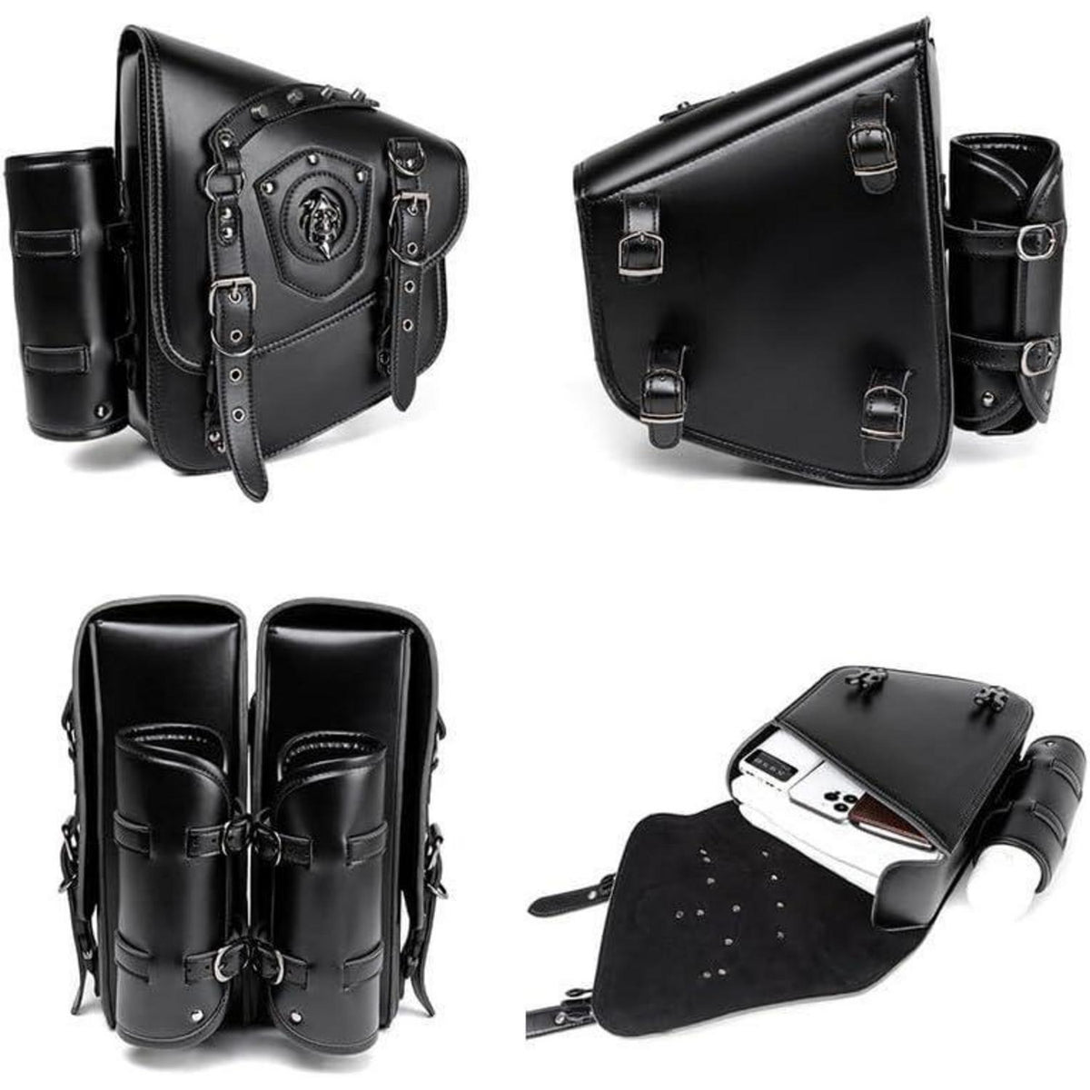 Motorrad Satteltasche 25L Wasserdicht mit Flaschenhalter in Lederoptik