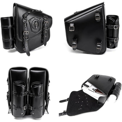 Motorrad Satteltasche 25L Wasserdicht mit Flaschenhalter in Lederoptik
