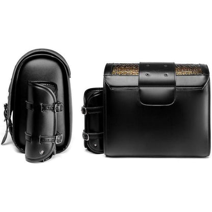 Motorrad Satteltasche 30L Wasserdicht mit Flaschenhalter in Lederoptik