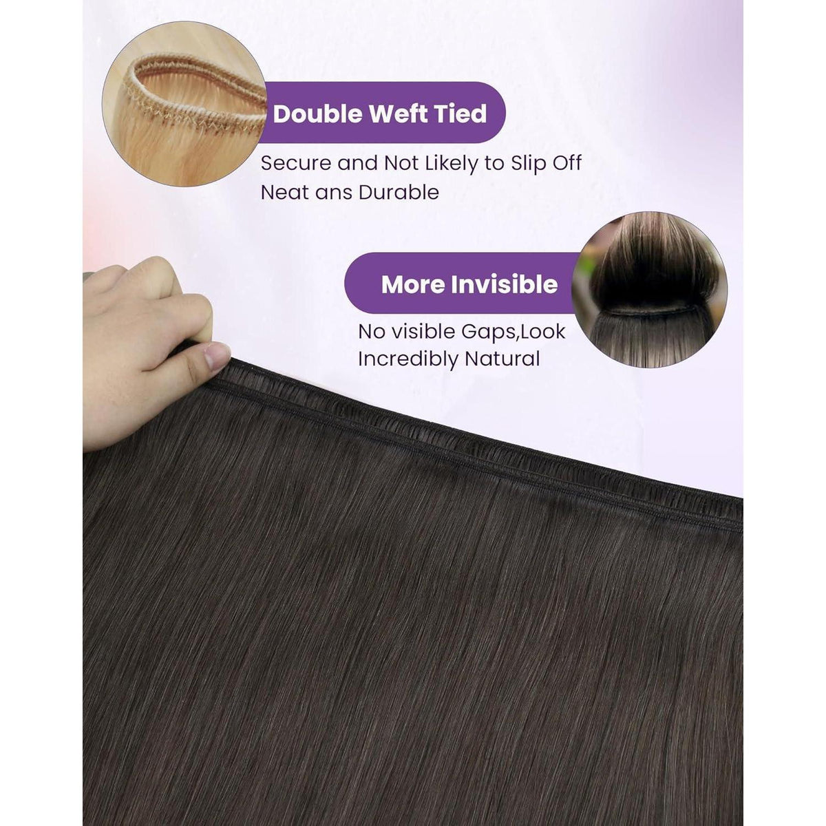 Echthaar Tressen Braun – Sew-in Haarverlängerung 35cm