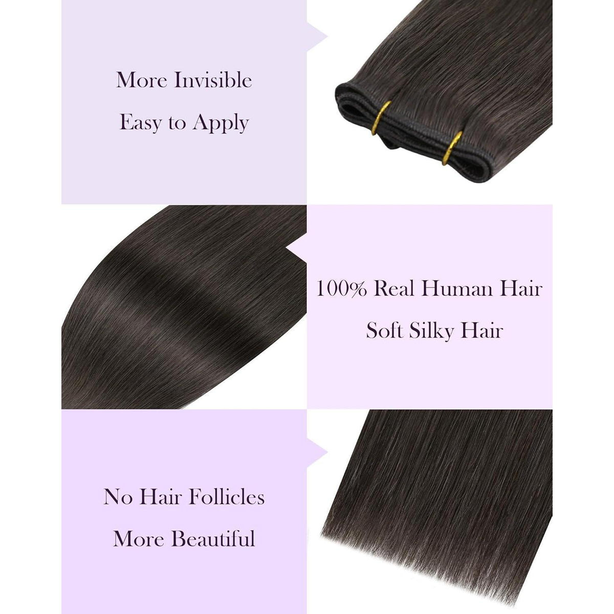 Echthaar Tressen Braun 55cm – Remy Weft Extensions