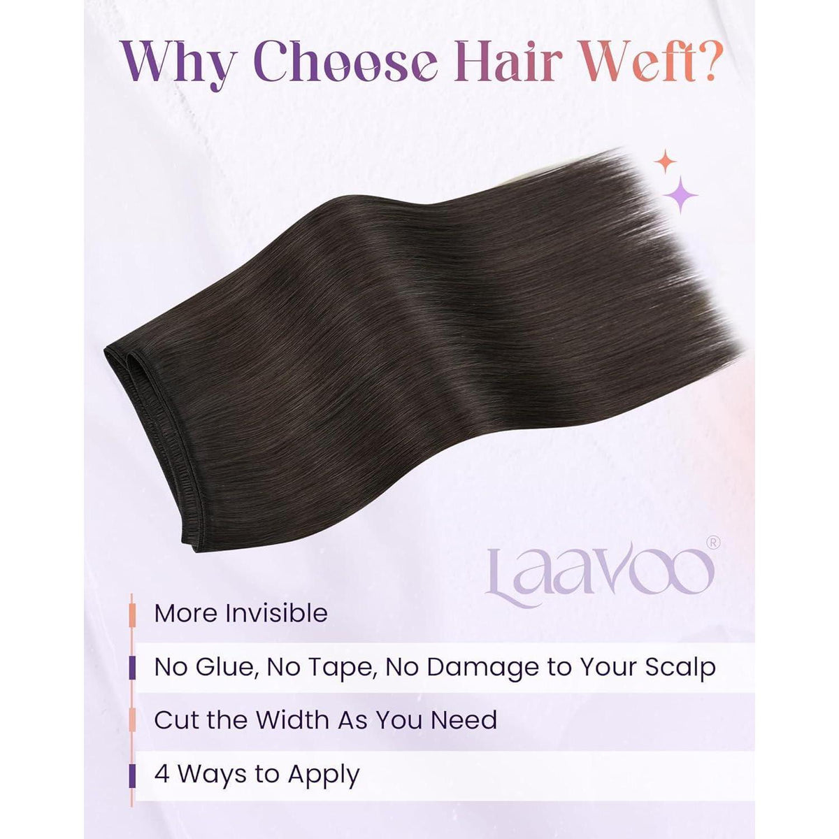 Echthaar Tressen Braun 50cm - Natürliche Weft Extensions