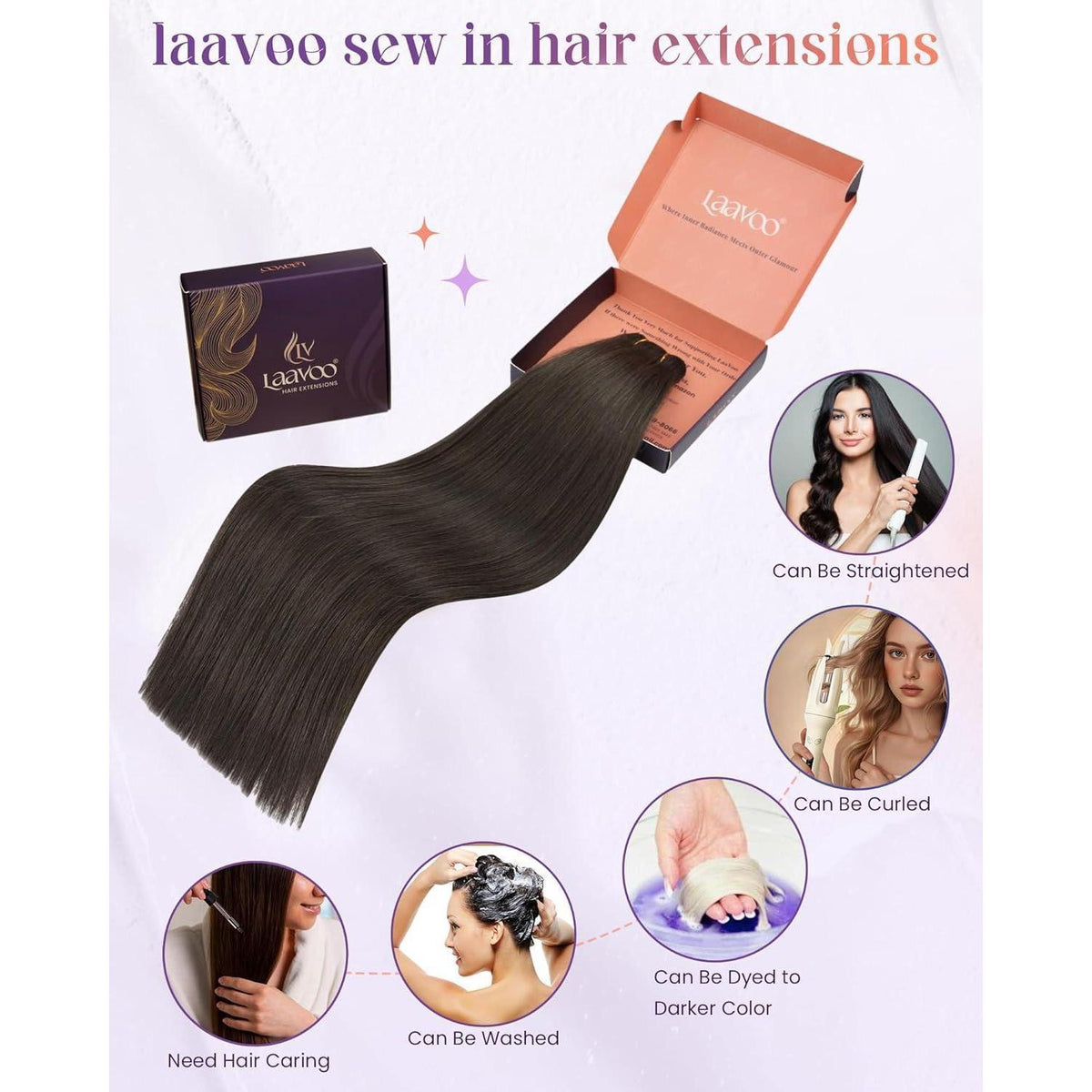 Echthaar Tressen Mokka Braun – Remy Haare 45cm, 100g