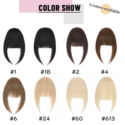 Clip-in Pony Echthaar Curved Bangs mit Schläfen #1B Schwarz