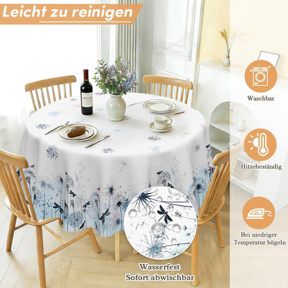 Runde Tischdecke 160 cm – Wetterfest & Löwenzahn Floral