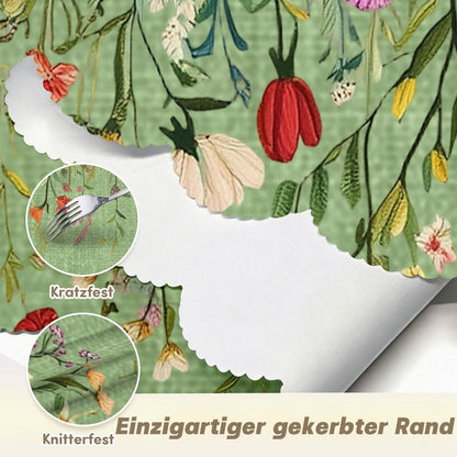 Runde Tischdecke 140 cm – Wetterfest & Grün Blumenmuster