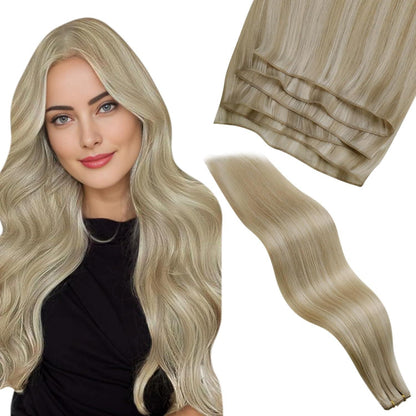 Echthaar Tressen Blond 50cm – Sew-In Weft Extensions #16/22
