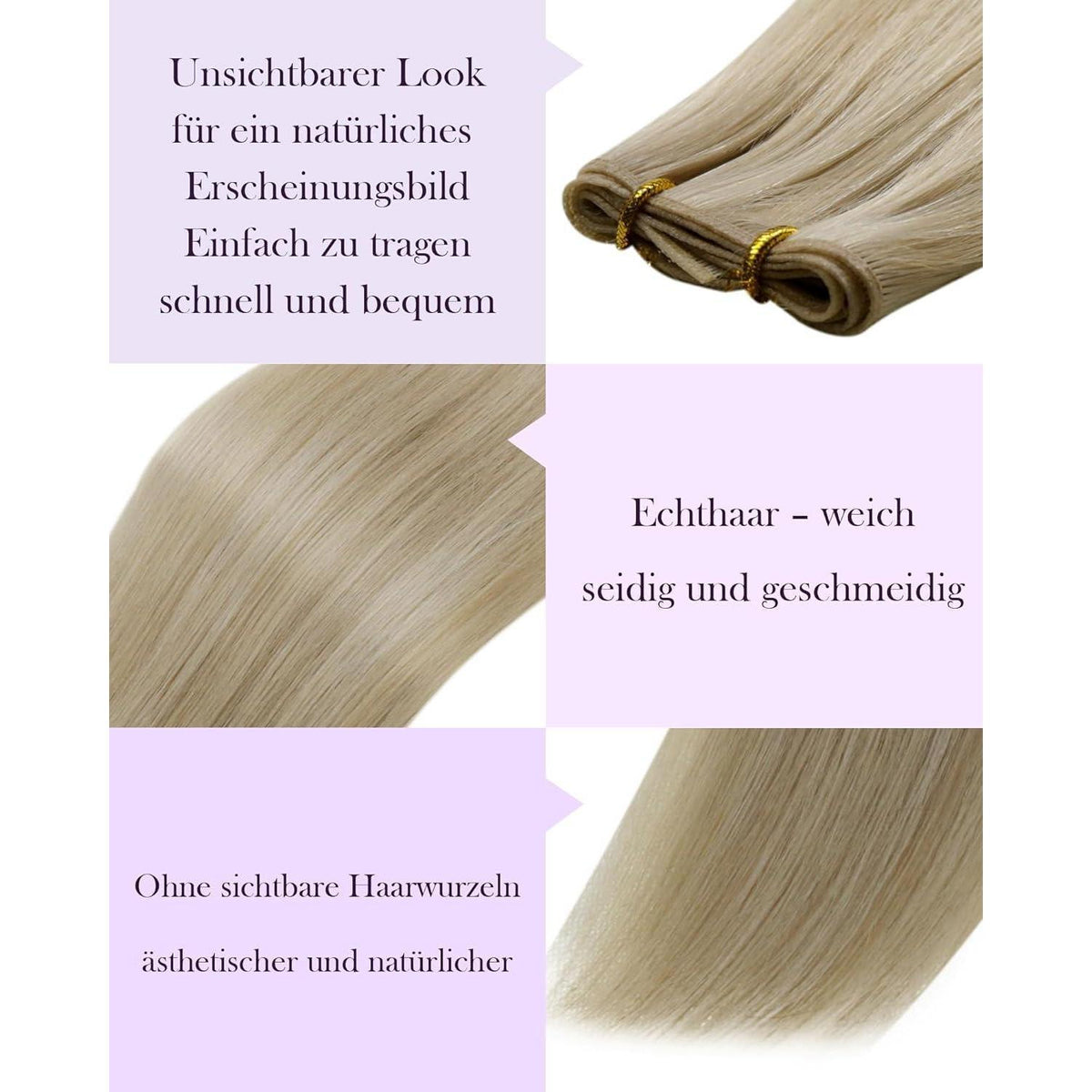 Echthaar Tressen Blond 50cm – Sew-In Weft Extensions #16/22