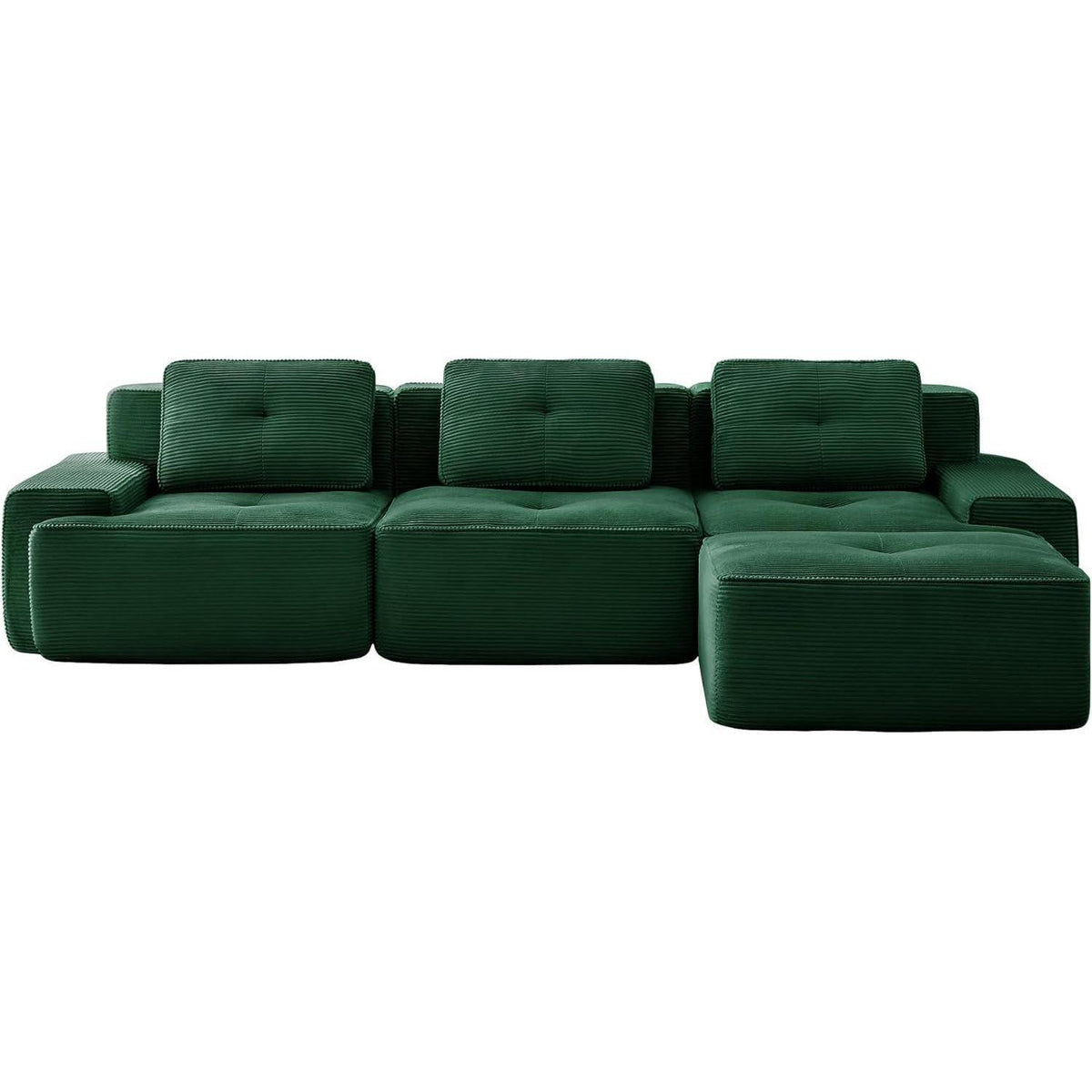 Modularer 3-Sitzer Cord Sofa mit Hocker – Tiefsitz & Komfort