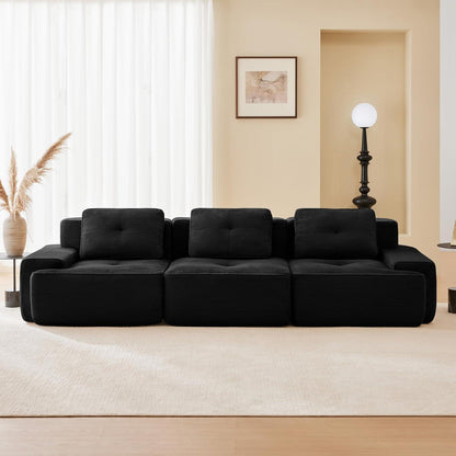 Modularer 3-Sitzer Cord Sofa – Tiefsitz & Komfort