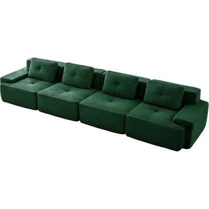Modularer 4-Sitzer Cord-Sofa | Tiefsitz, Grün