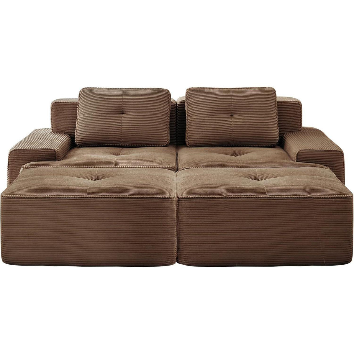 Modularer 2-Sitzer Cord Sofa mit Hockern – Tiefsitz & Komfort