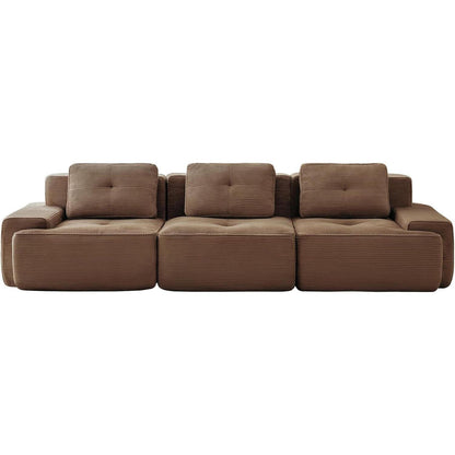 Modularer 3-Sitzer Cord Sofa | Tiefsitz, Eckcouch, Braun