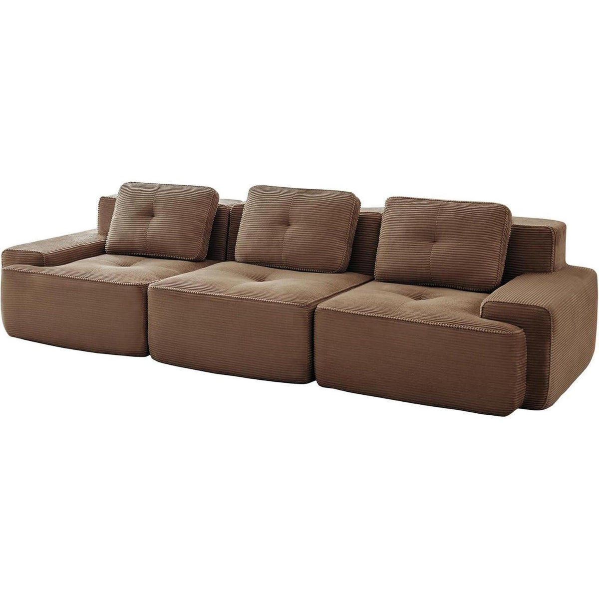 Modularer 3-Sitzer Cord Sofa | Tiefsitz, Eckcouch, Braun