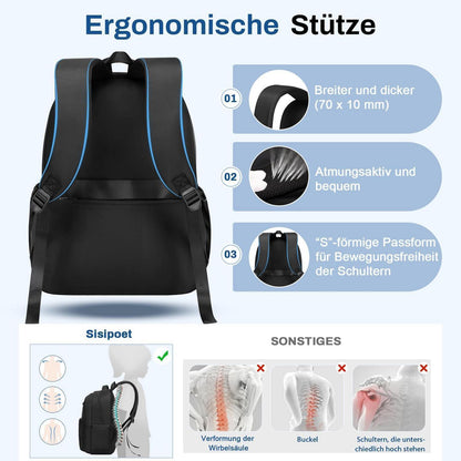 Schulrucksack Teenager Schwarz – 30L, Wasserdicht & Ergonomisch