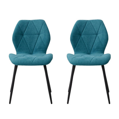 2 Esszimmerstühle Leinenstoff, gepolstert, blau
