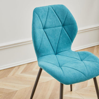 2 Esszimmerstühle Leinenstoff, gepolstert, blau