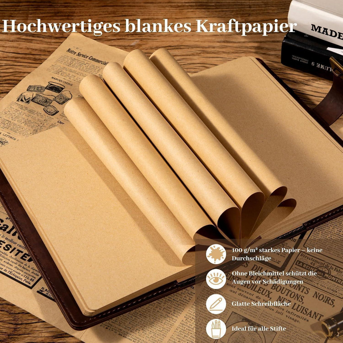 Tagebuch mit Schloss & Kraftpapier – Braun | Geschenk für Erwachsene