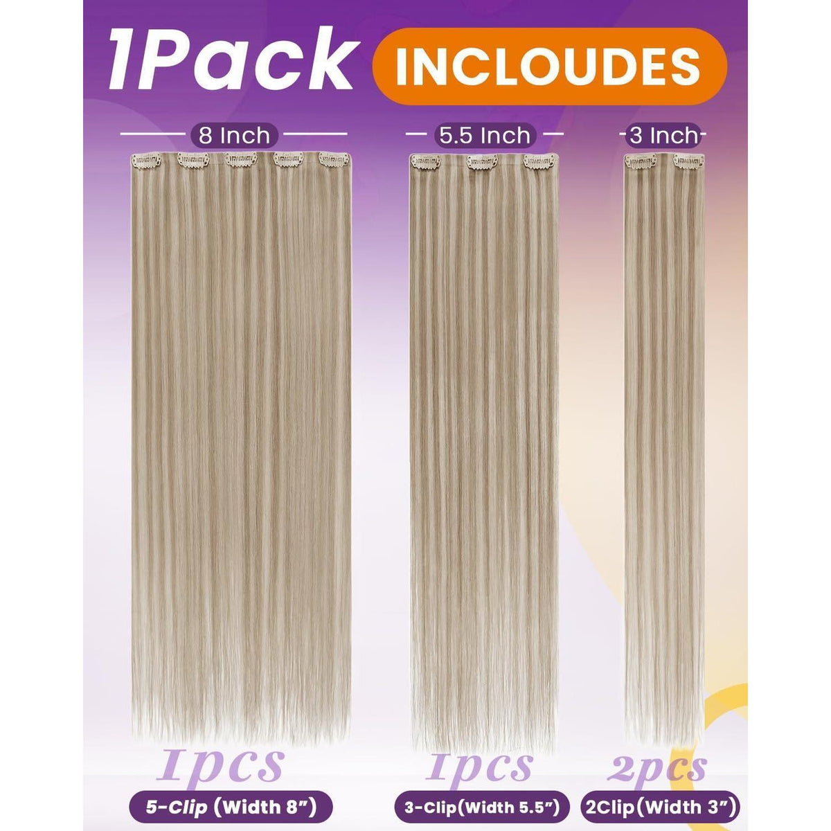 Echthaar Clip-in Extensions Blond Highlights 35cm