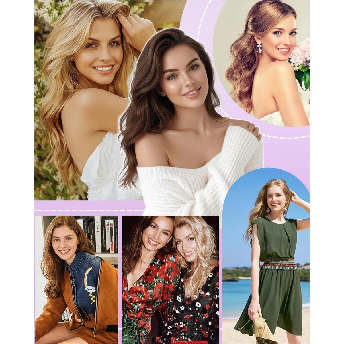 Echthaar Clip-Ins Braun 50cm – Volumenset #8/16/8