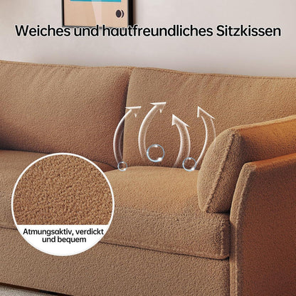 Modernes 2er Stoffsofa – Kaffeebraun, 186 cm
