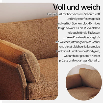 Modernes 2er Stoffsofa – Kaffeebraun, 186 cm