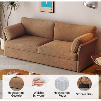 Modernes 2er Stoffsofa – Kaffeebraun, 186 cm