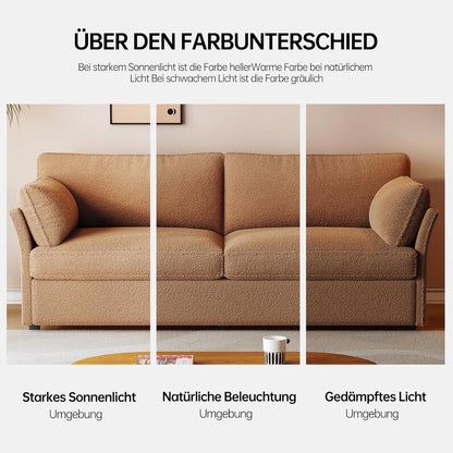 Modernes 2er Stoffsofa – Kaffeebraun, 186 cm
