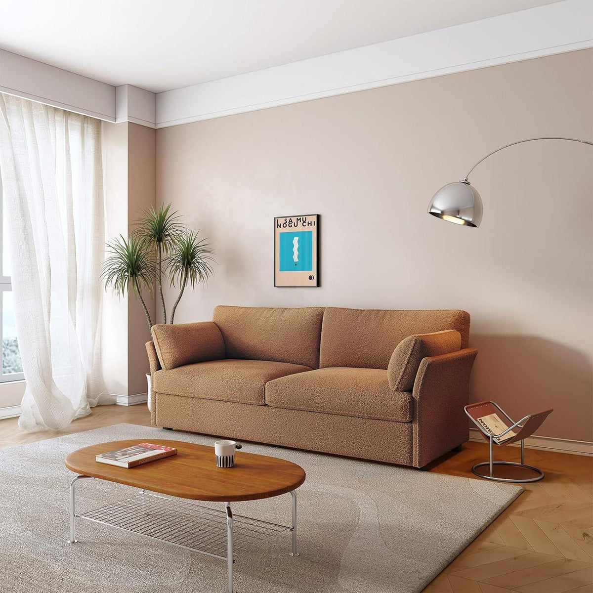 Modernes 2er Stoffsofa – Kaffeebraun, 186 cm