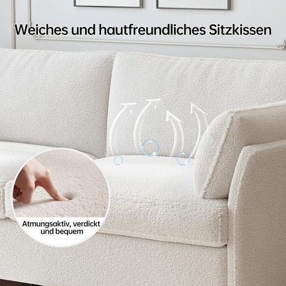 Modernes 2er Stoffsofa – Cremeweiß, 186 cm