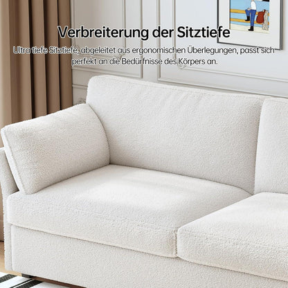 Modernes 2er Stoffsofa – Cremeweiß, 186 cm