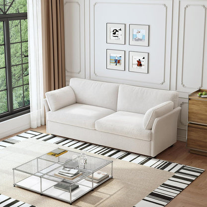 Modernes 2er Stoffsofa – Cremeweiß, 186 cm