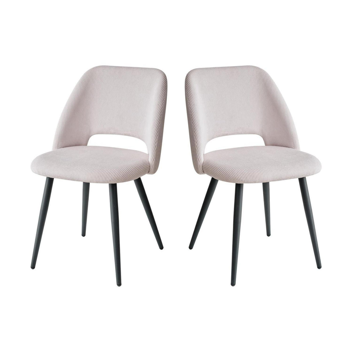 2er-Set Esszimmerstühle mit Cordbezug, Beige