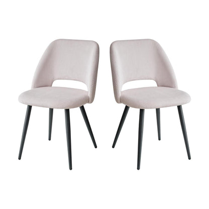 2er-Set Esszimmerstühle mit Cordbezug, Beige