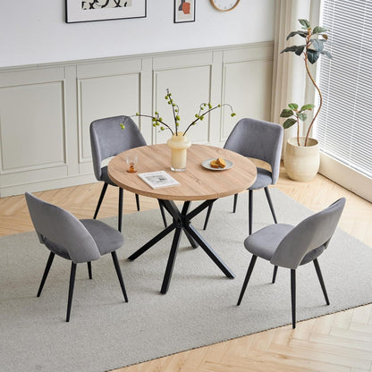 6 Esszimmerstühle Grau mit Cordbezug & Metallbeinen