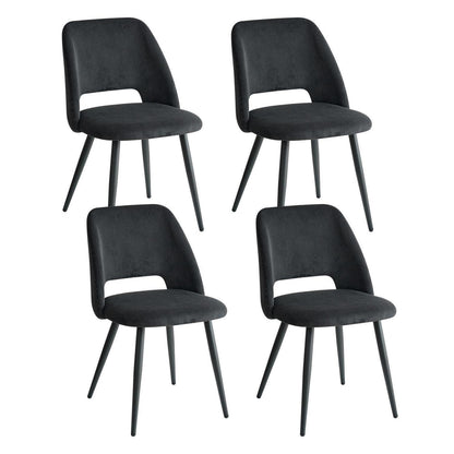 4er-Set Esszimmerstühle mit Cordbezug & Metallbeinen Schwarz